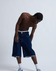 JORTS BAGGY DARK BLUE FRAY