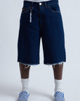 JORTS BAGGY DARK BLUE FRAY
