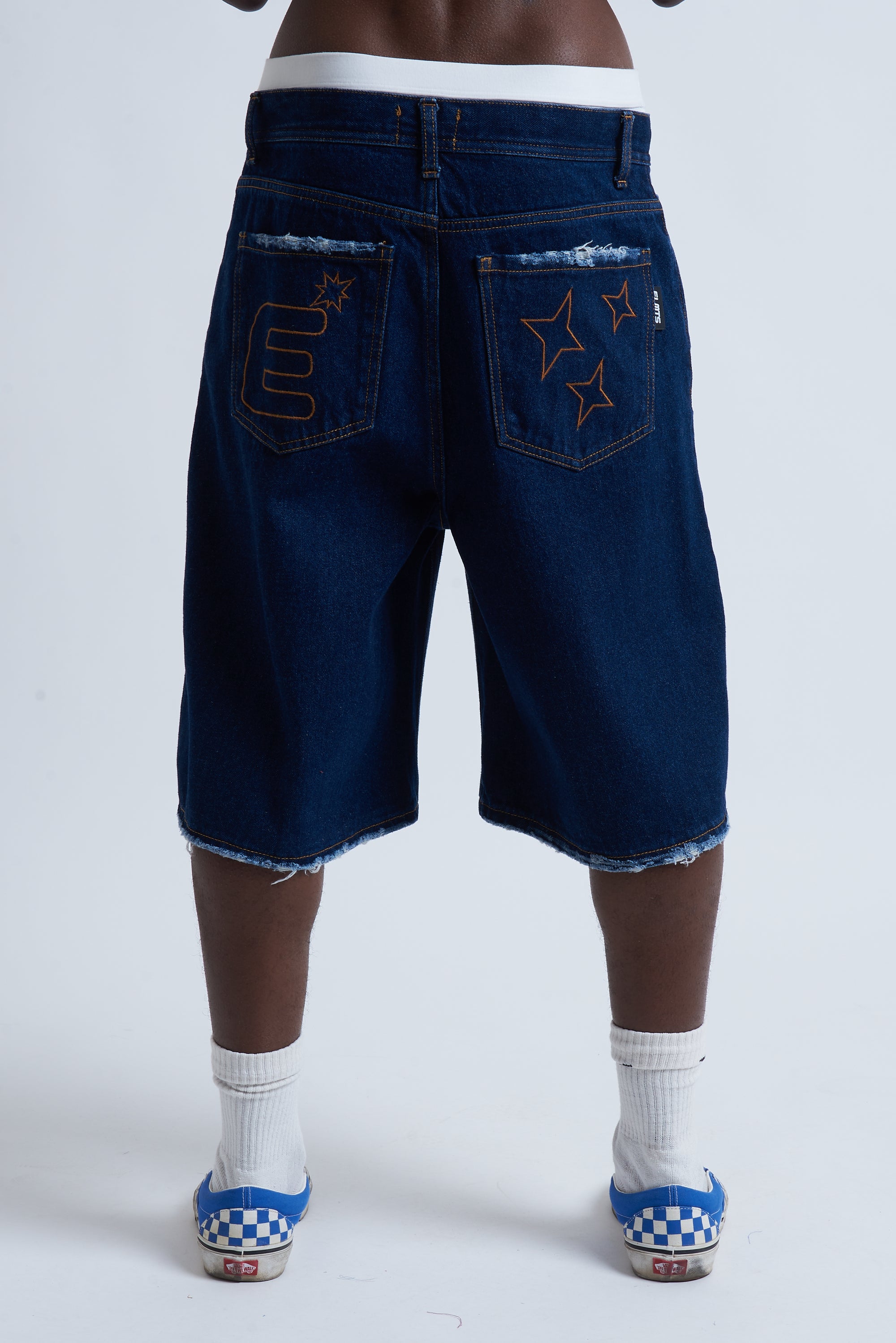 JORTS BAGGY DARK BLUE FRAY