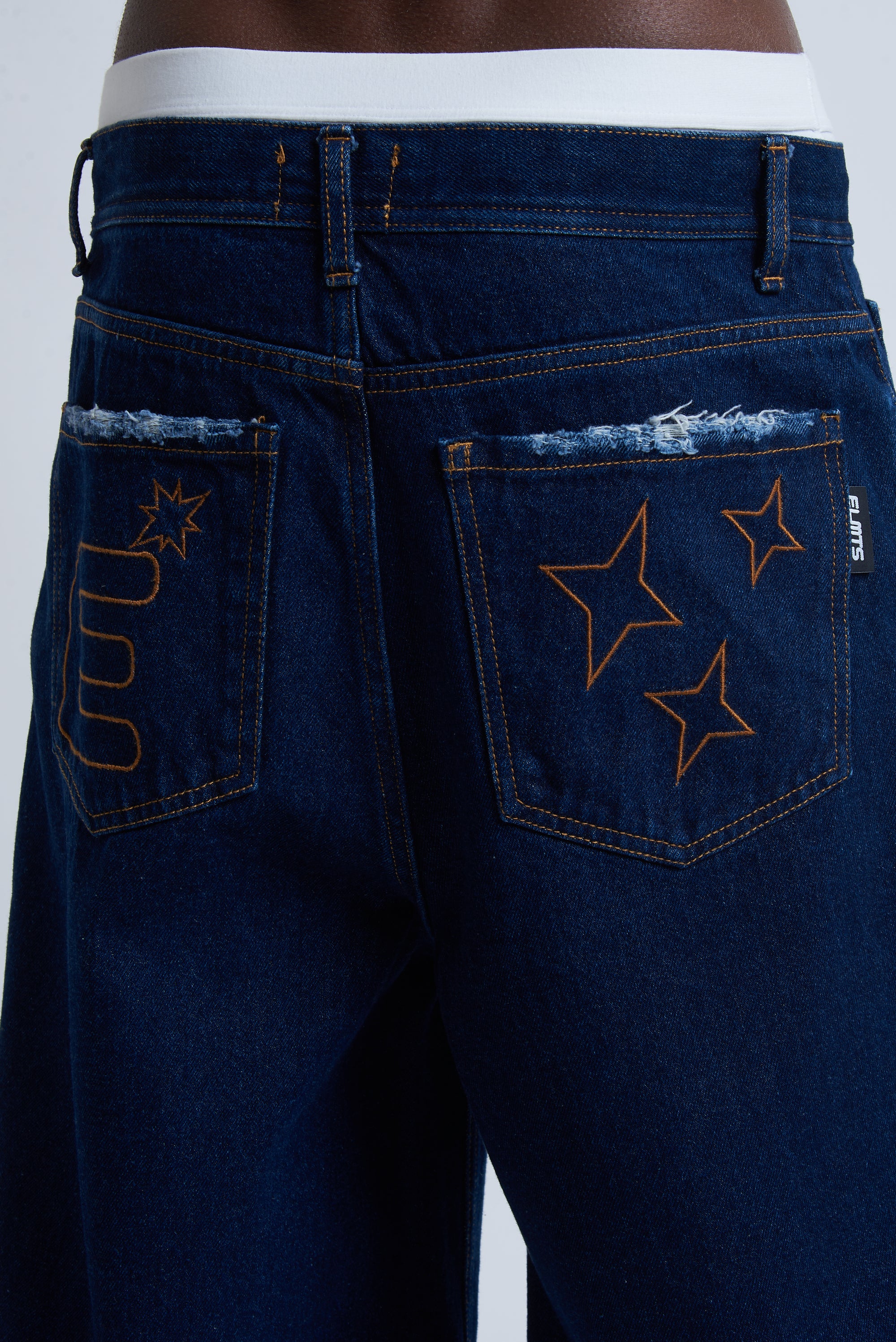 JORTS BAGGY DARK BLUE FRAY