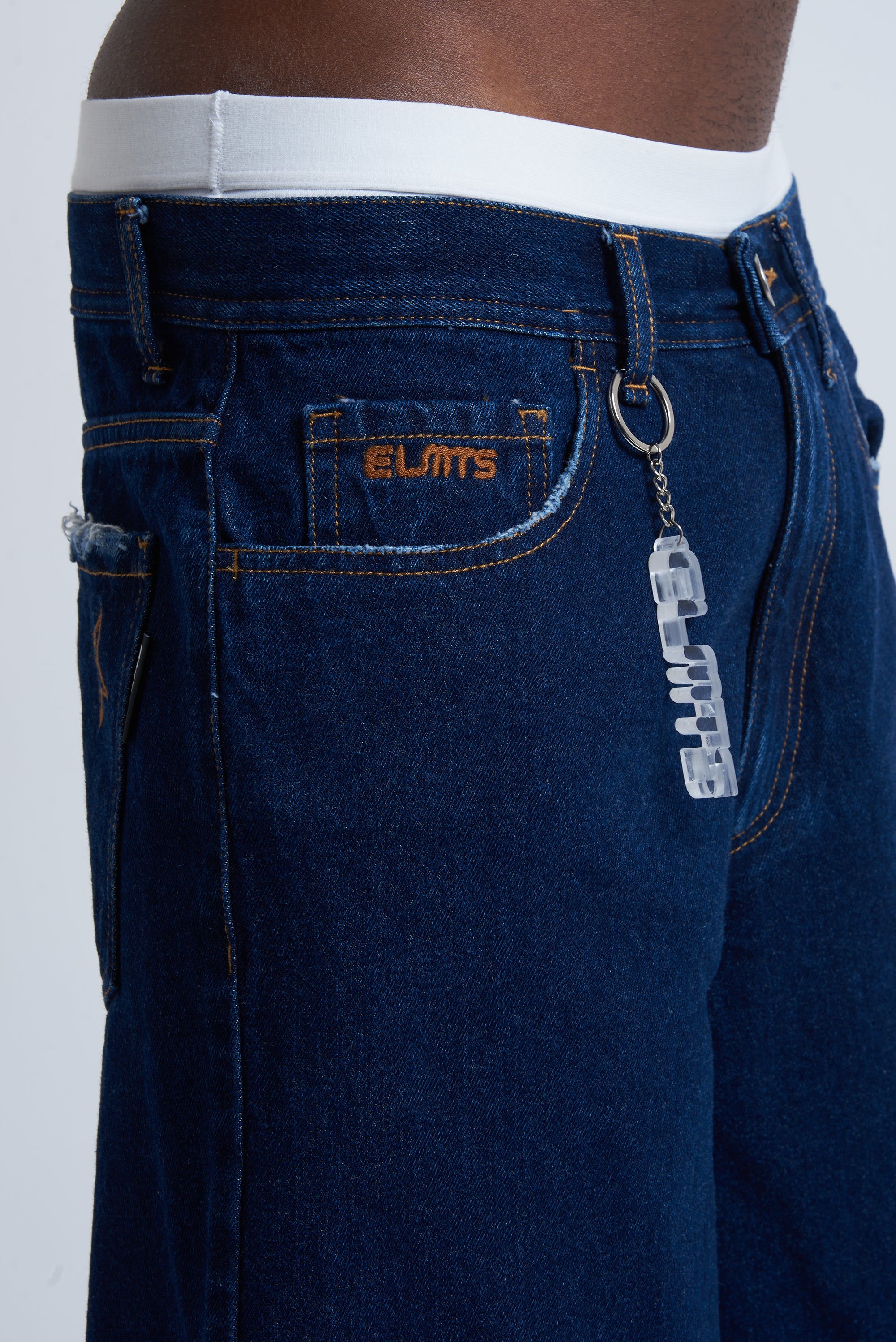 JORTS BAGGY DARK BLUE FRAY