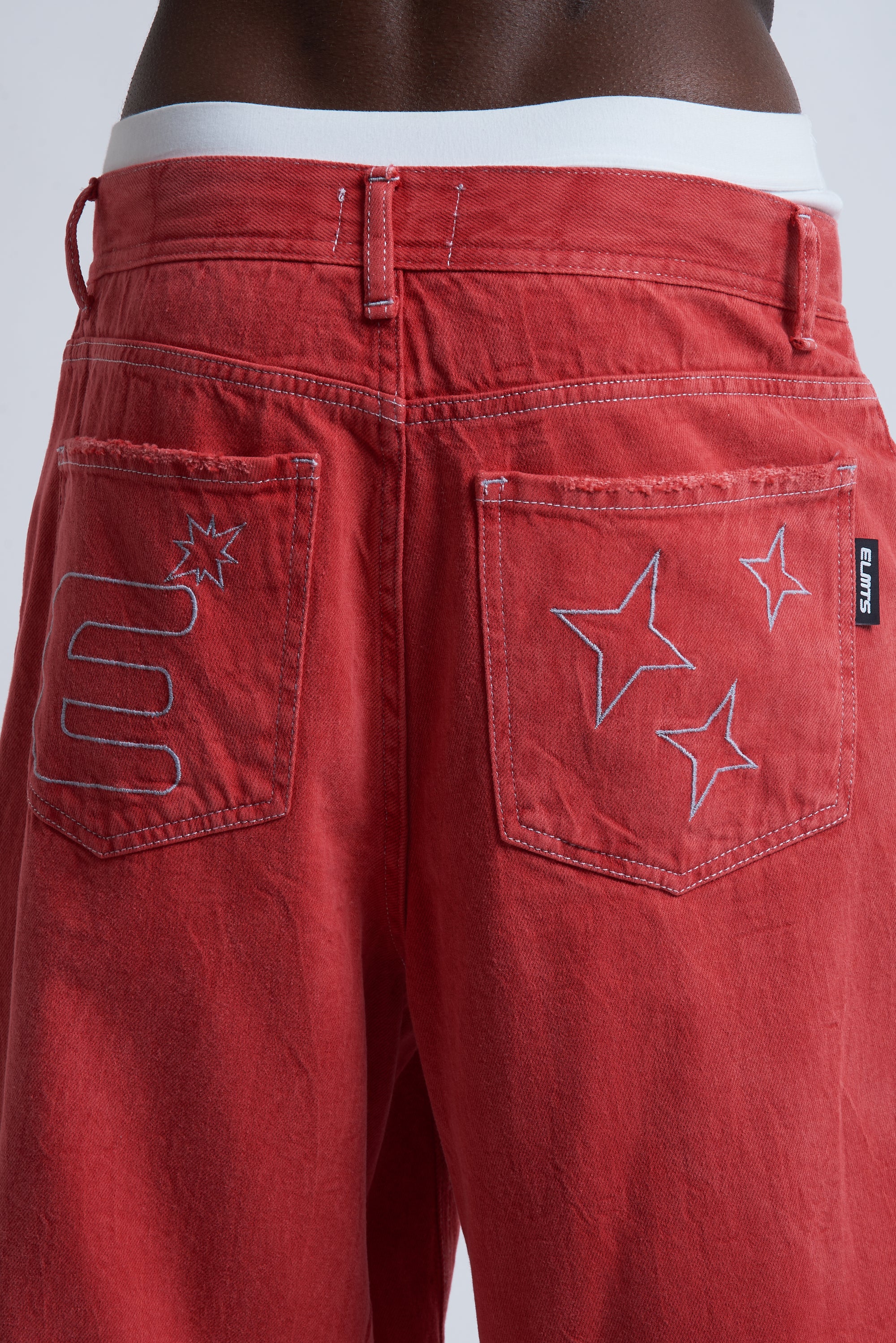 JORTS BAGGY RED DAMAGE