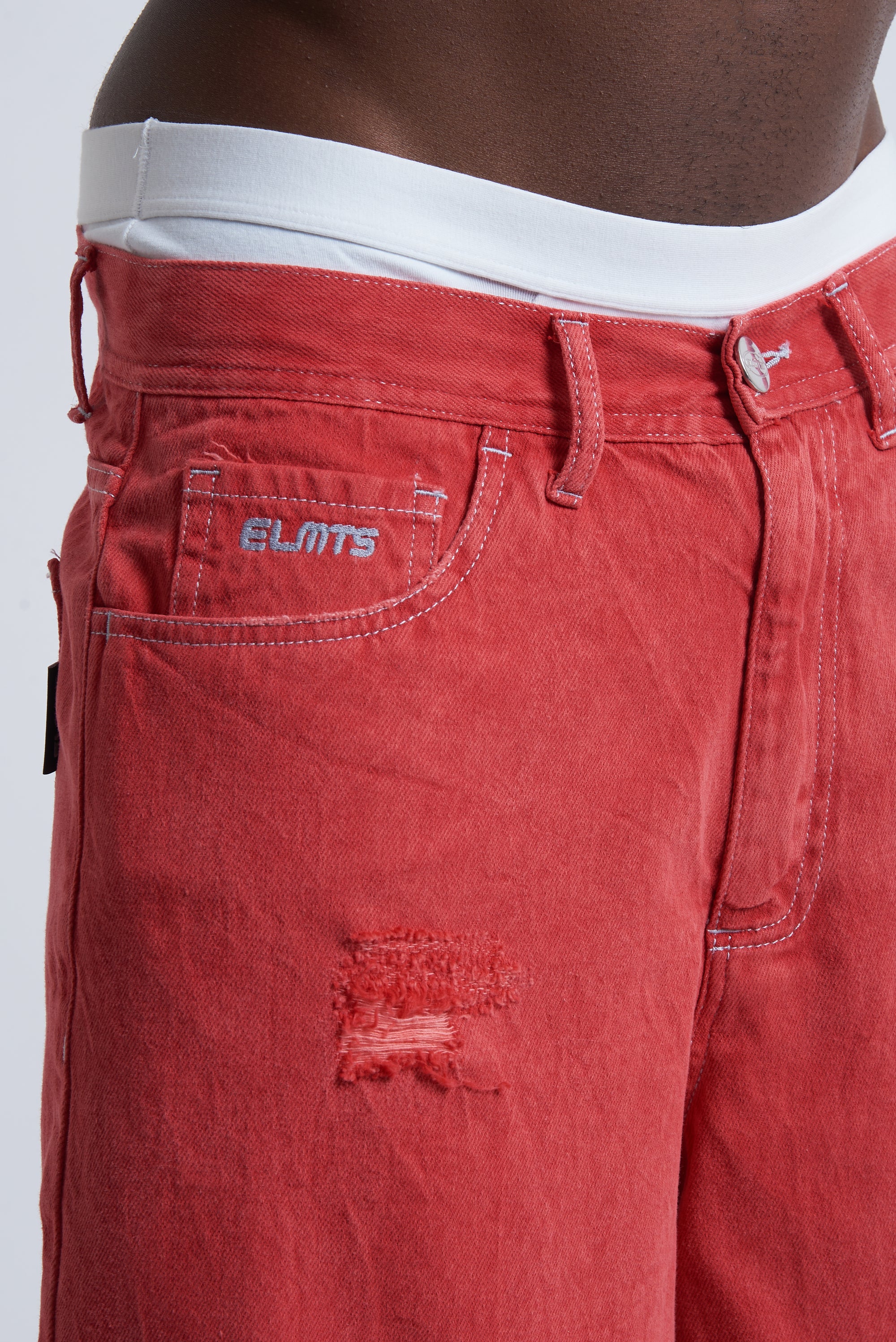JORTS BAGGY RED DAMAGE
