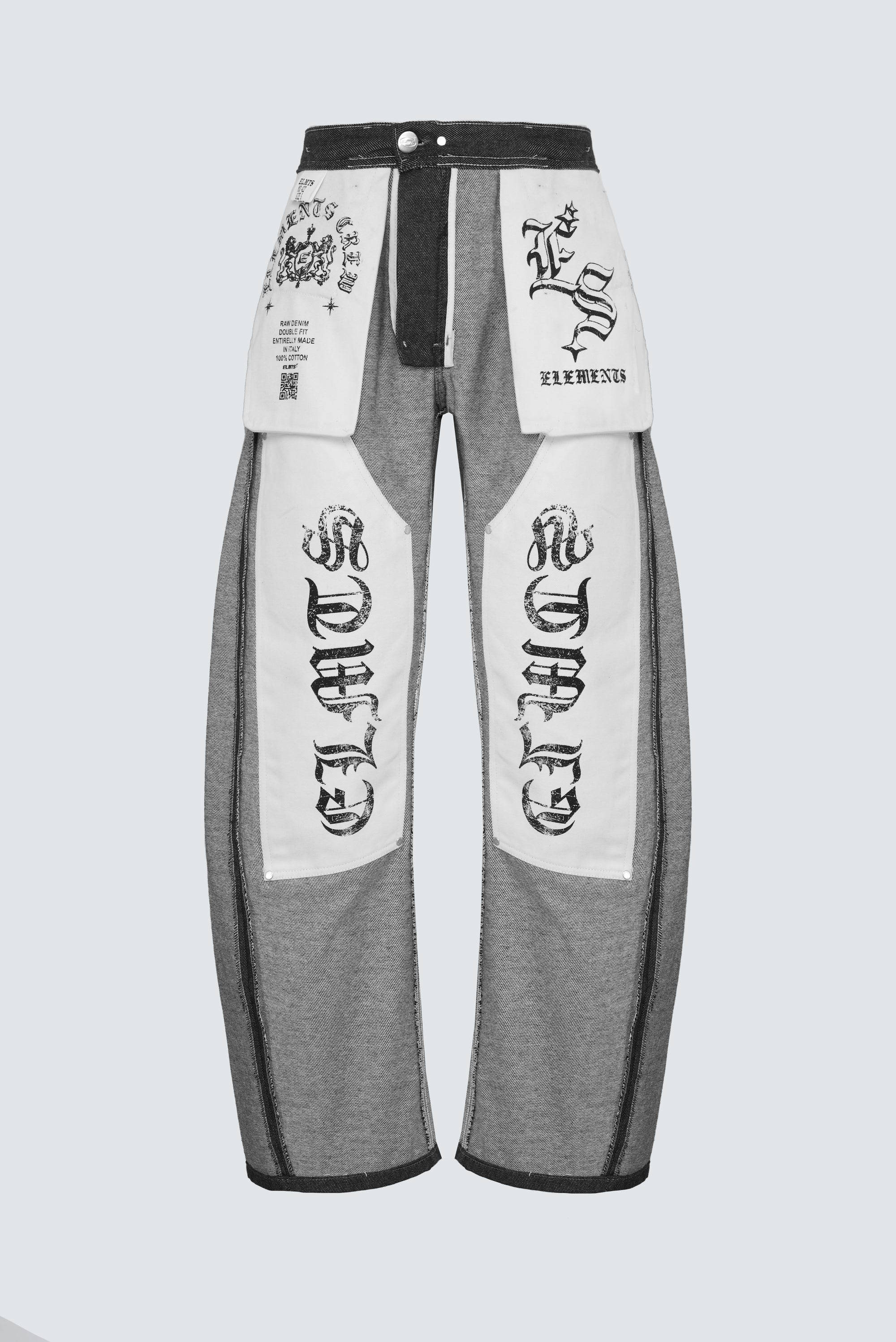 RAW DENIM BAGGY DOUBLE TWO IN ONE BLACK