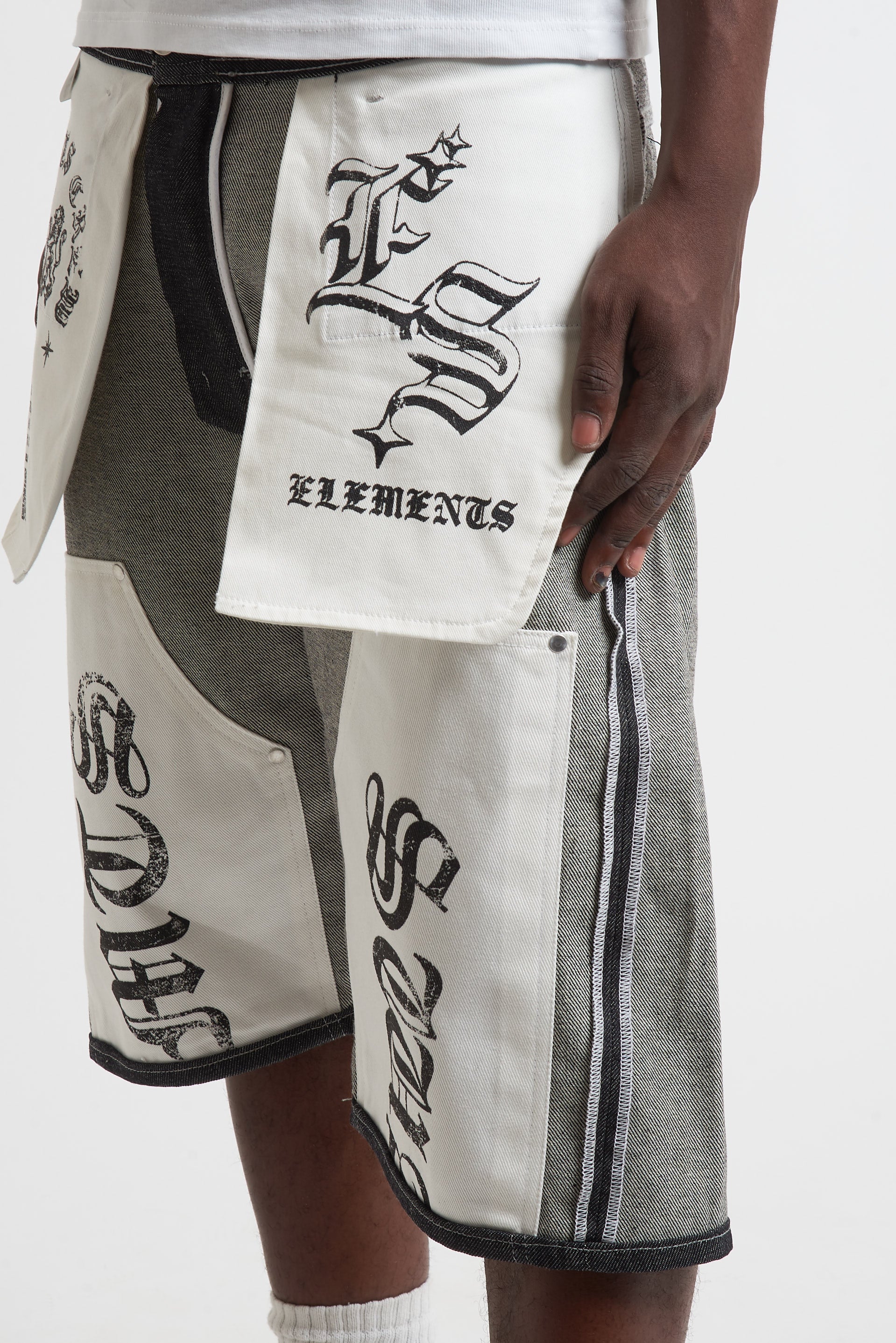 JORTS RAW DENIM  DOUBLE TWO IN ONE BLACK