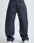 RAW DENIM BAGGY DOUBLE TWO IN ONE BLUE