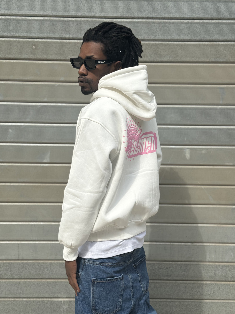 PERFECT HOODIE POLICOT WORLD LINE WHITE-PINK