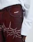 DENIM BAGGY BARBED WIRE BLACK/RED
