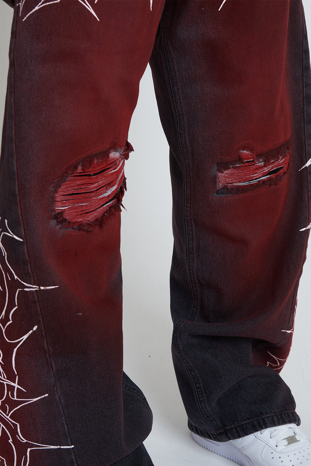 DENIM BAGGY BARBED WIRE BLACK/RED