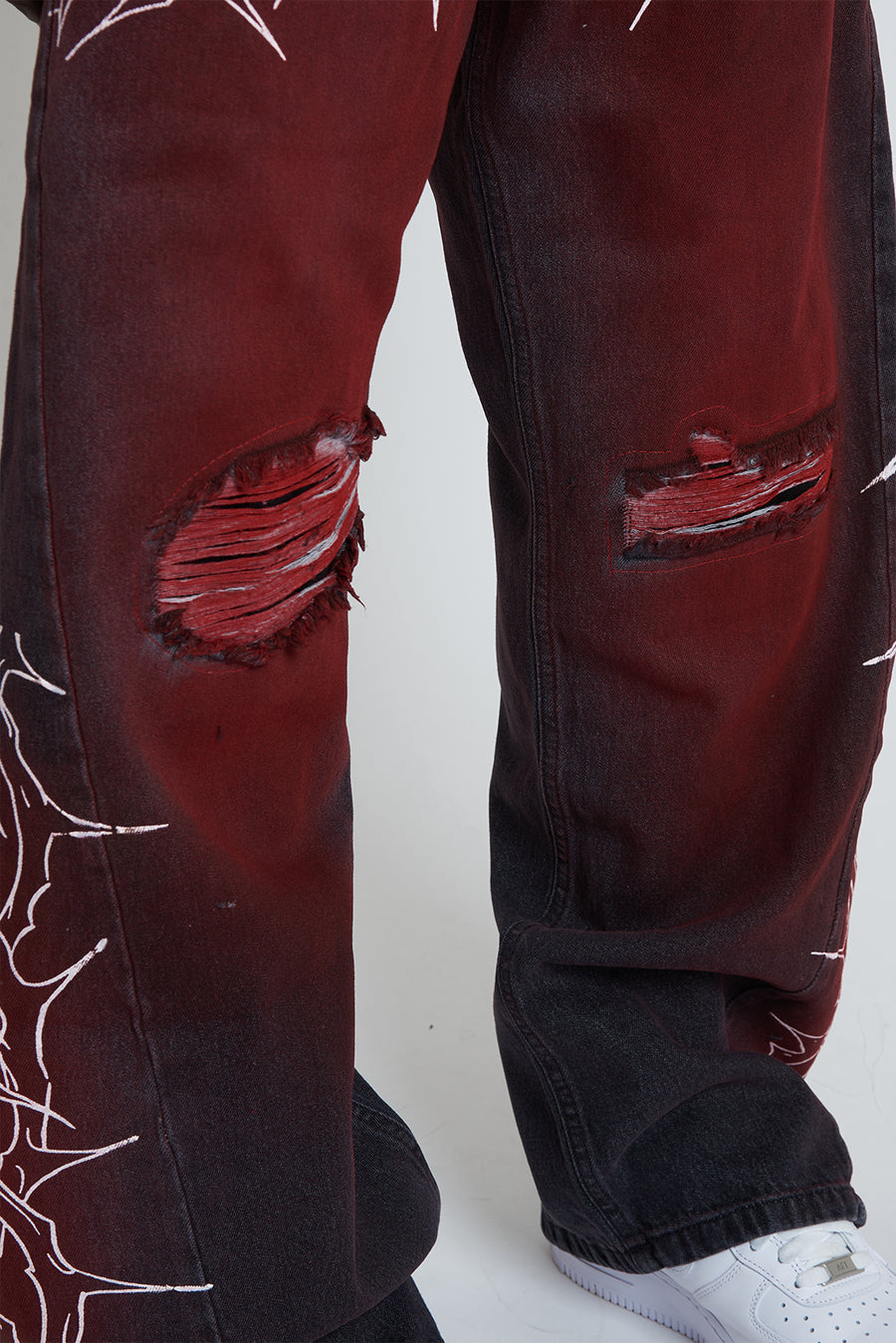 DENIM BAGGY BARBED WIRE BLACK/RED