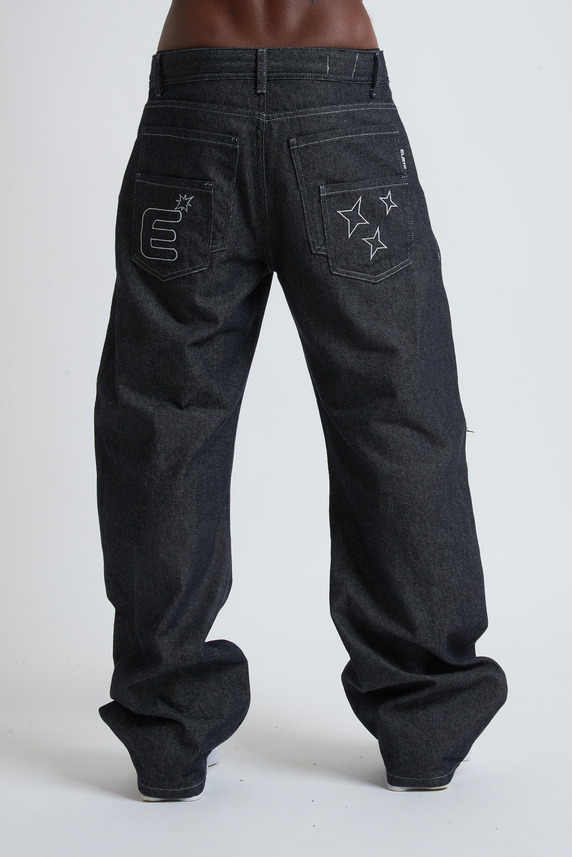 RAW DENIM BAGGY DOUBLE TWO IN ONE BLACK