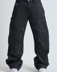 RAW DENIM BAGGY DOUBLE TWO IN ONE BLACK