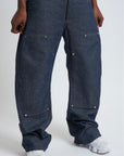 RAW DENIM BAGGY DOUBLE TWO IN ONE BLUE