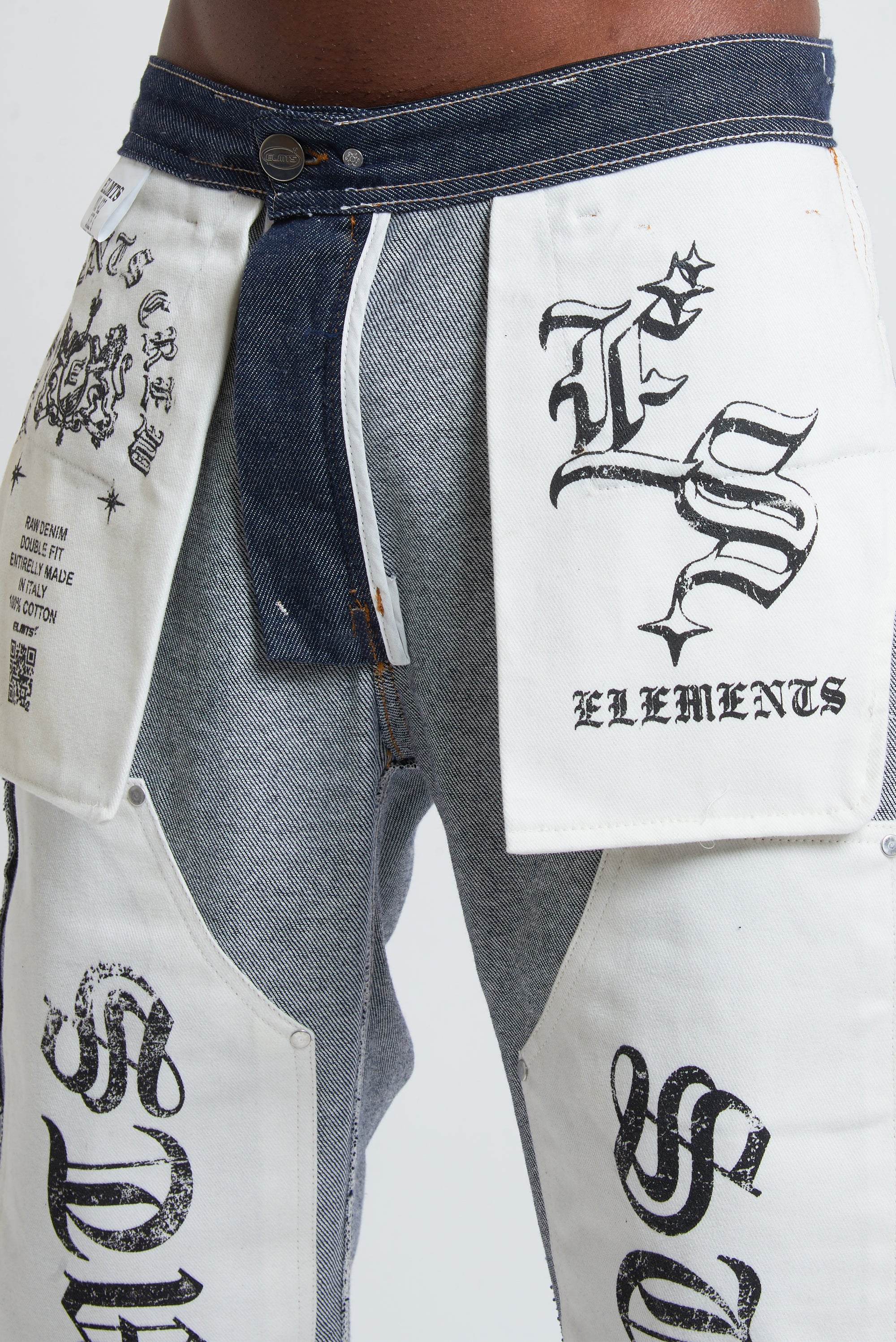 RAW DENIM BAGGY DOUBLE TWO IN ONE BLUE