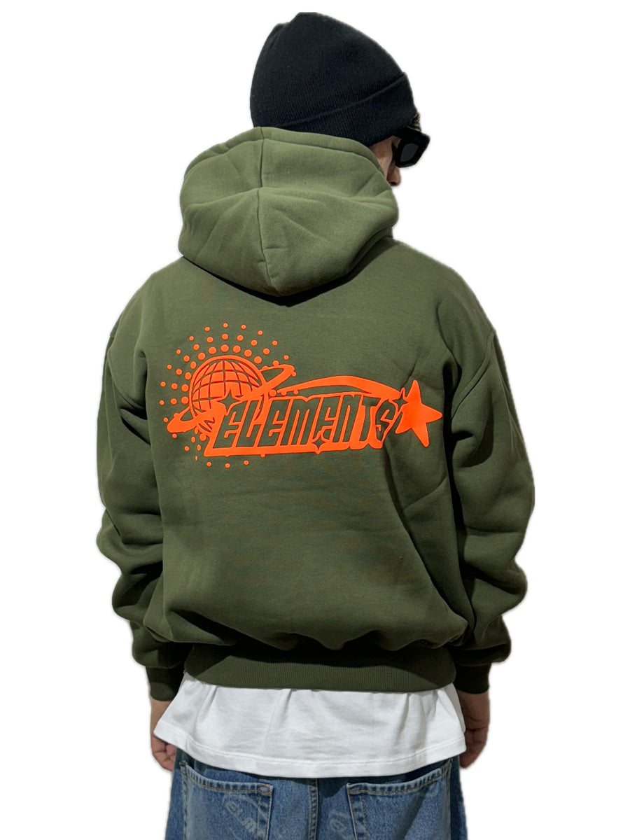 PERFECT HOODIE POLICOT WORLD LINE  MILITARY\ FLUO