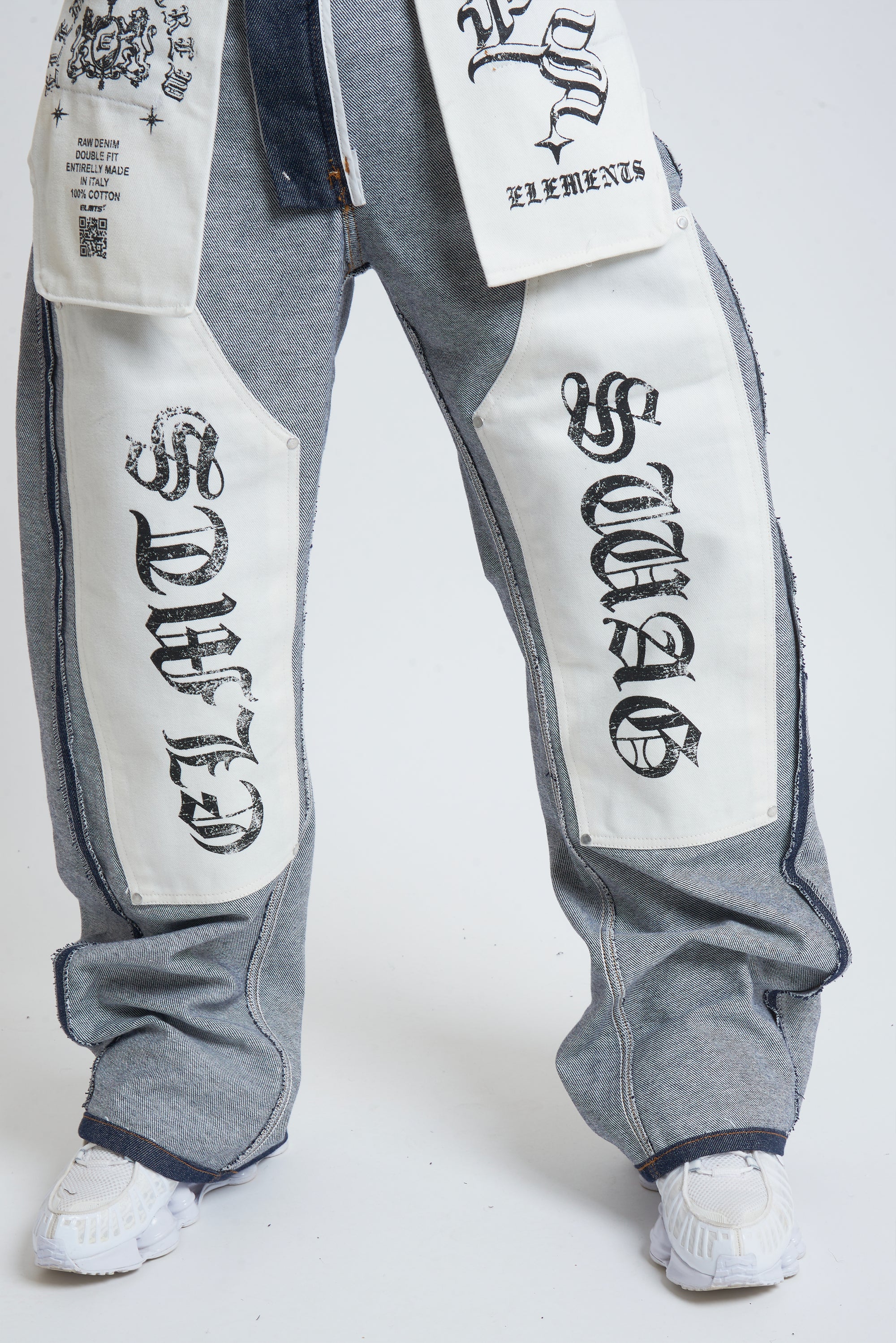 RAW DENIM BAGGY DOUBLE TWO IN ONE BLUE