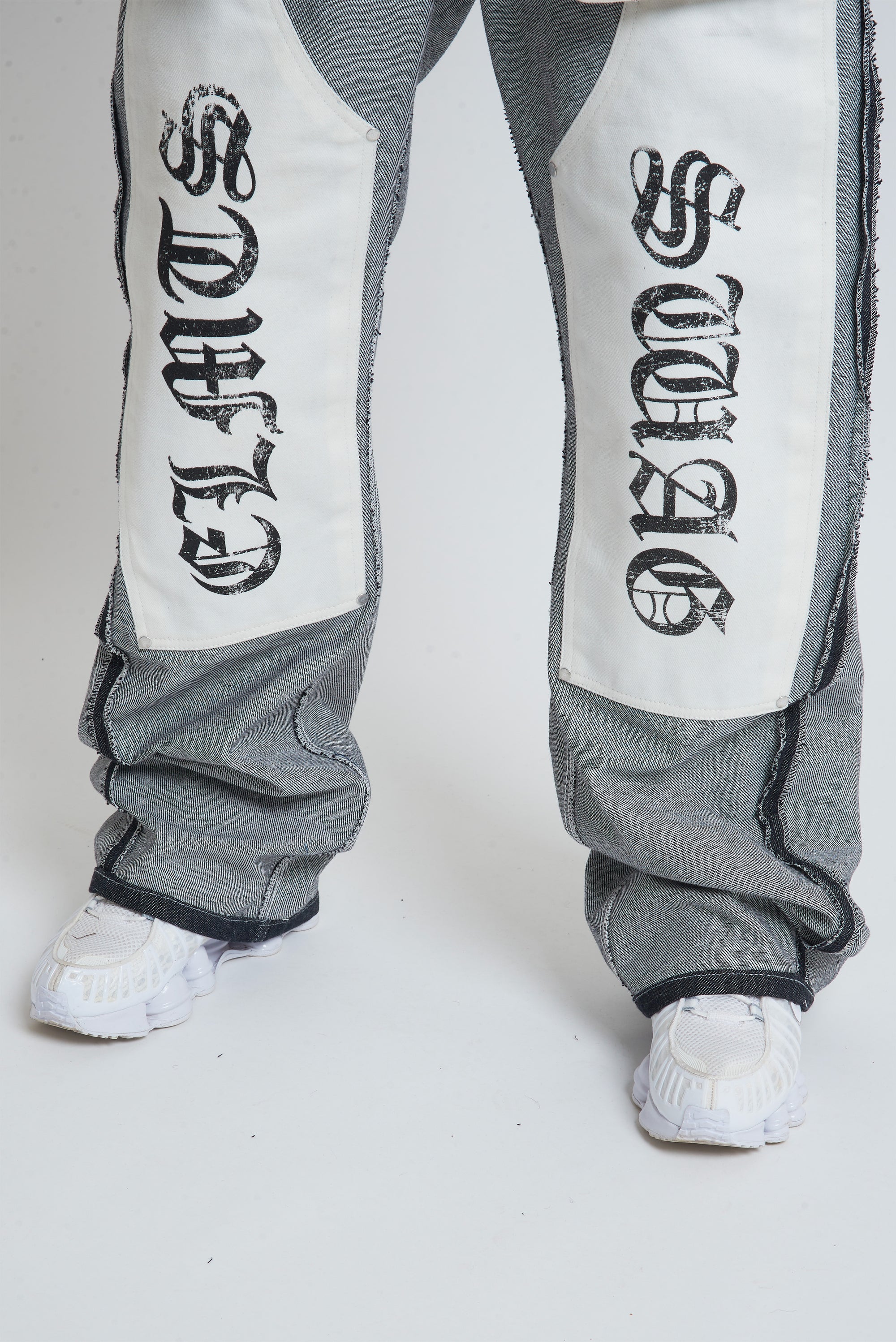 RAW DENIM BAGGY DOUBLE TWO IN ONE BLACK