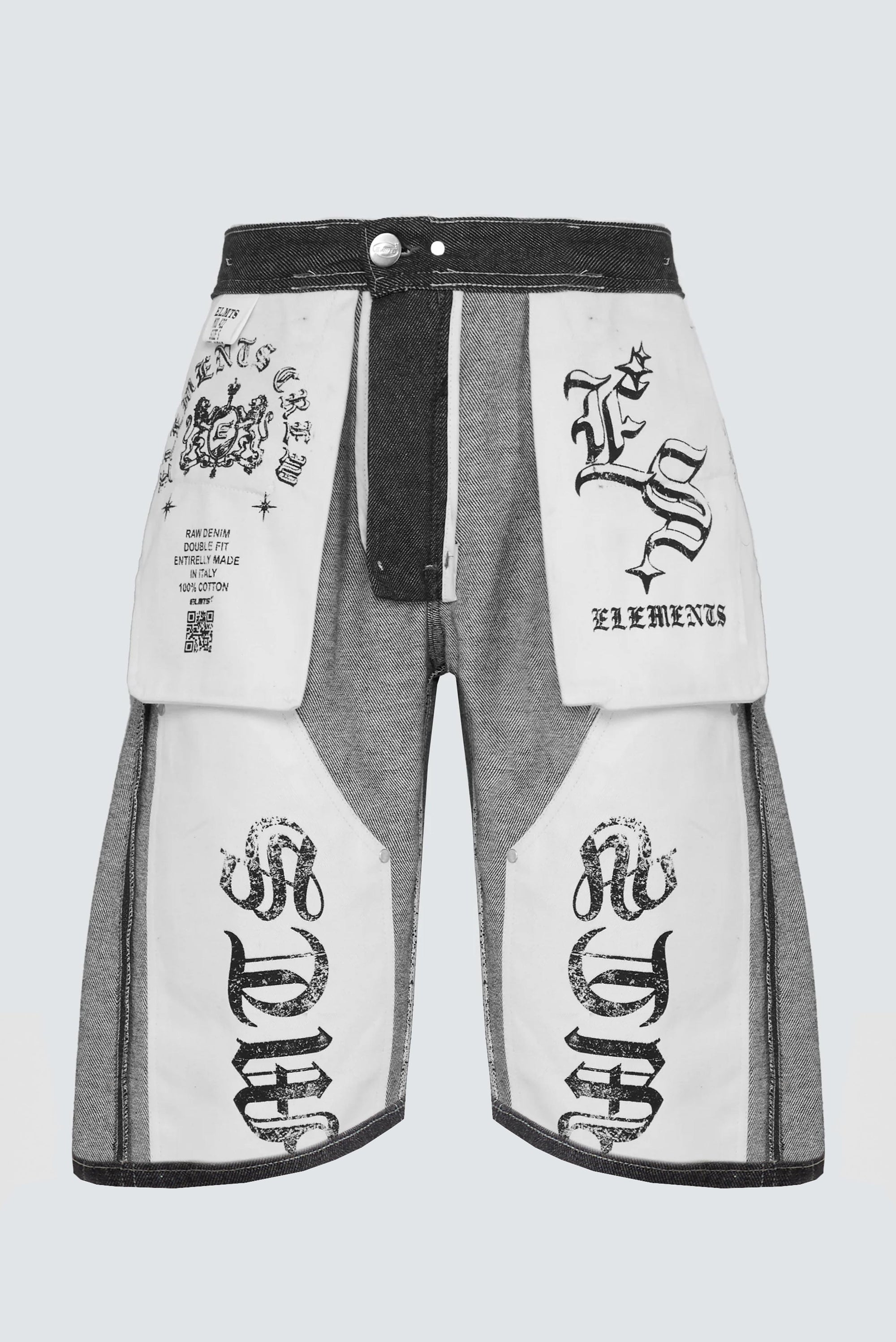 JORTS RAW DENIM  DOUBLE TWO IN ONE BLACK